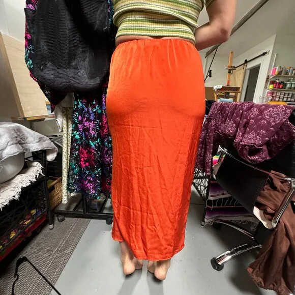 LuLumari Side Slit Skirt Small Burnt Orange RushedSide - Picture 11 of 11
